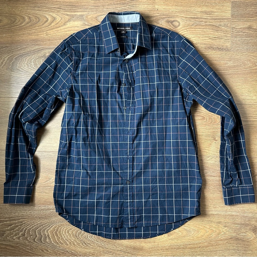 Michael Kors Men’s Checkered Button Down Shirt Size Medium